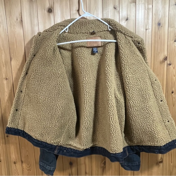 Vintage Abercrombie & Fitch Sherpa Lined Denim Jacket workwear men's size large - Picture 6 of 12